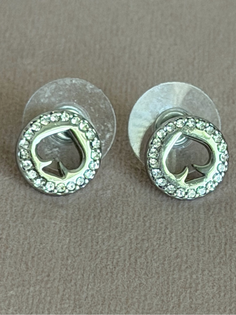 kate spade silver spade logo crystal halo stud earrings - Picture 3 of 7
